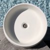 Vue aerienne - Vasque salle de bain à poser ronde Amarante blanche en marbre et résine - image 2
