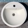 Vue aerienne - Vasque salle de bain à poser ronde Acajou blanche en marbre et résine - image 2