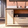 meuble salle de bain monté en bois cosy et design avec beaucoup de rangements (2)