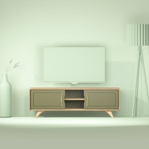 grand meuble kaki tv design en chene Bernadette 150 cm