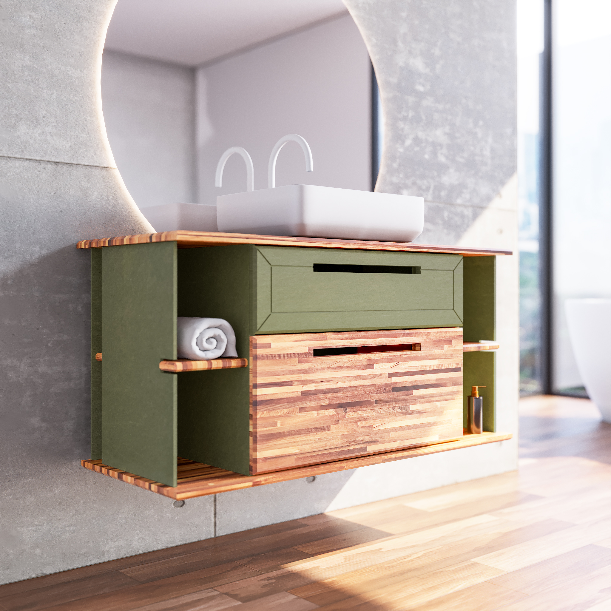 meuble sdb suspendu bois massif made in france design et durable Bois et Bains i (5)