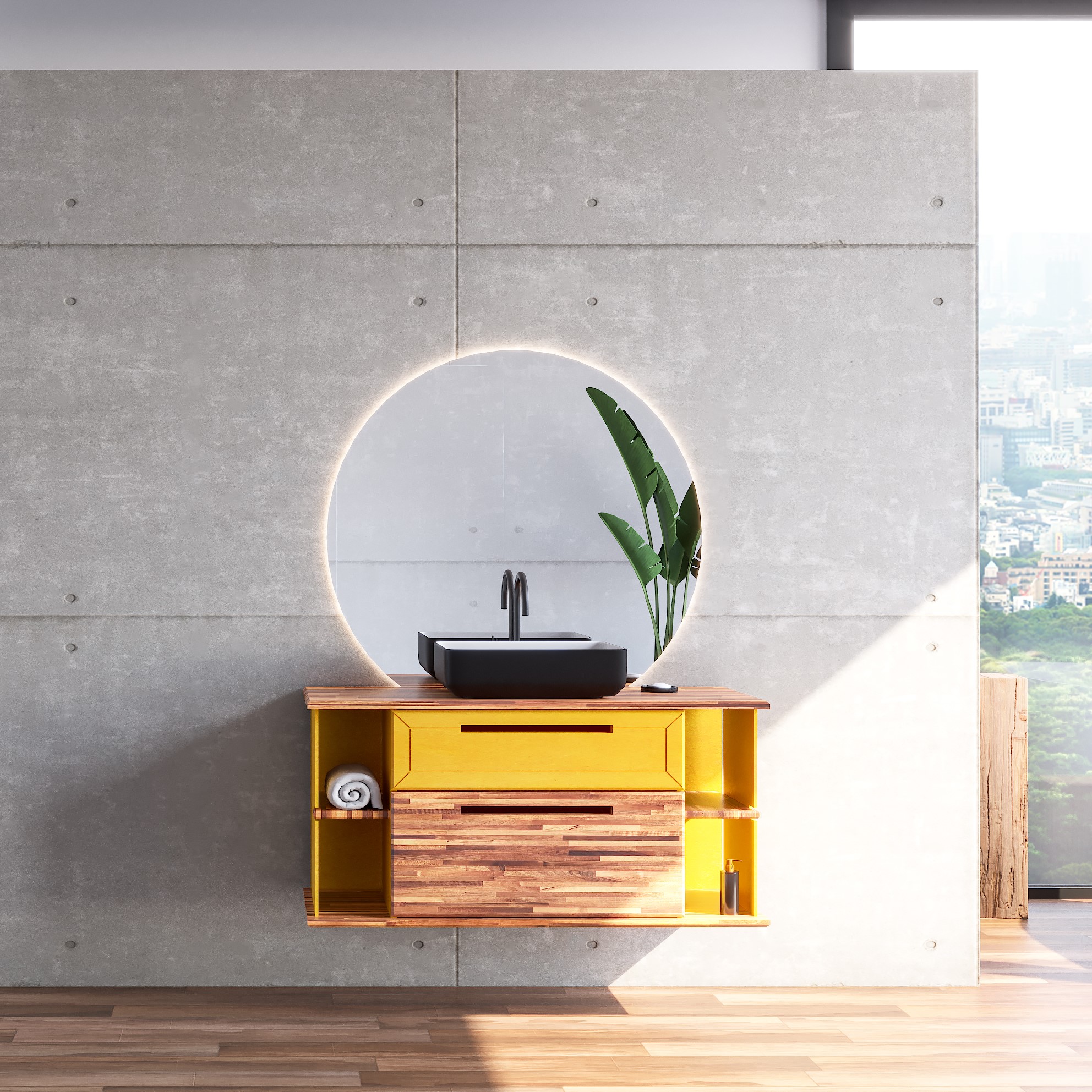 meuble sdb suspendu bois massif made in france design et durable Bois et Bains ideat (1)