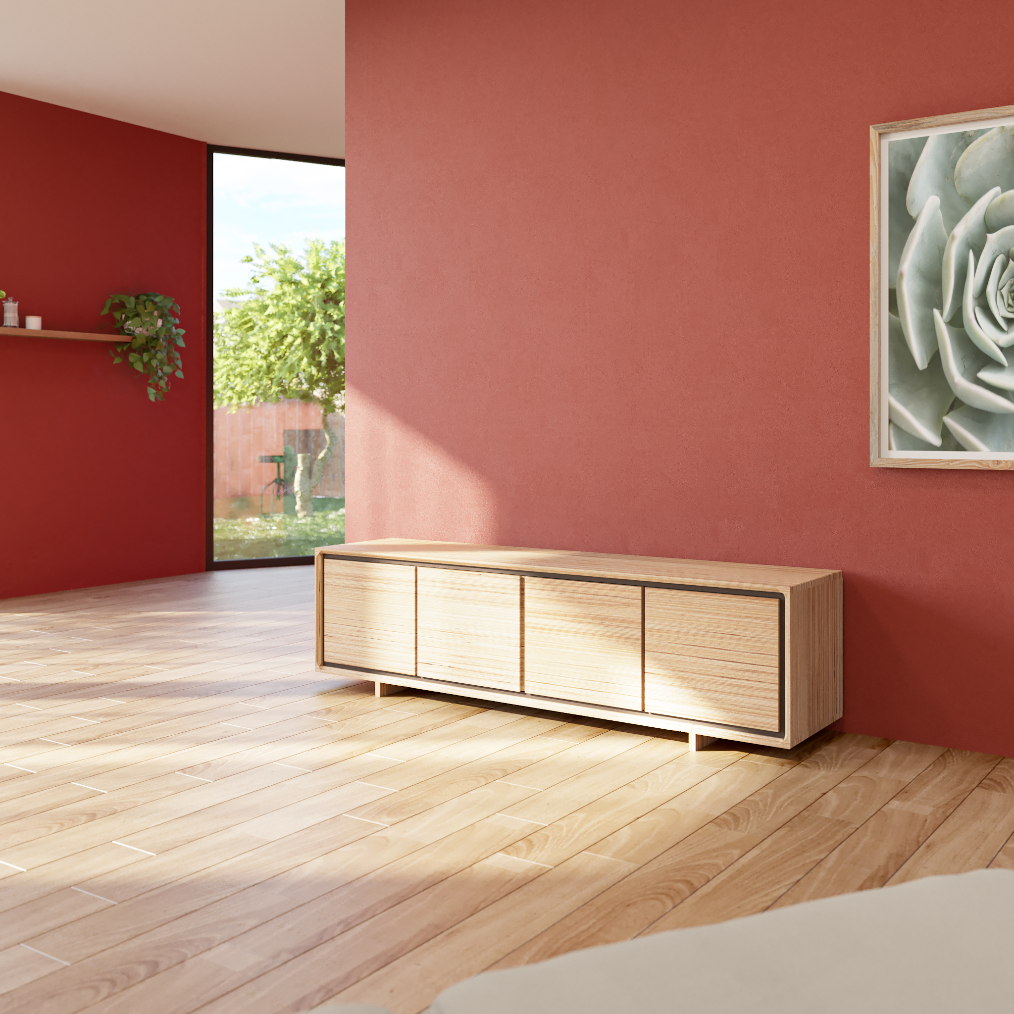 meuble tv design bois clair de hetre massif et multiligne un chat dans le tiroir ucdlt mobilier durable et éco (6)